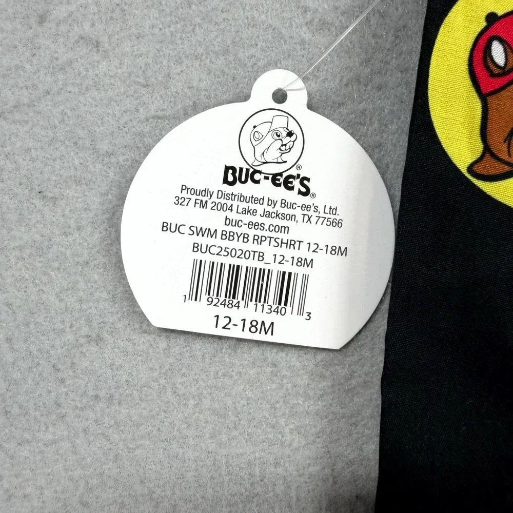 Buc-ee's Swim Trunks‎ Baby Boys 12-18M Black Red-Hatted Beaver Beach Drawstring